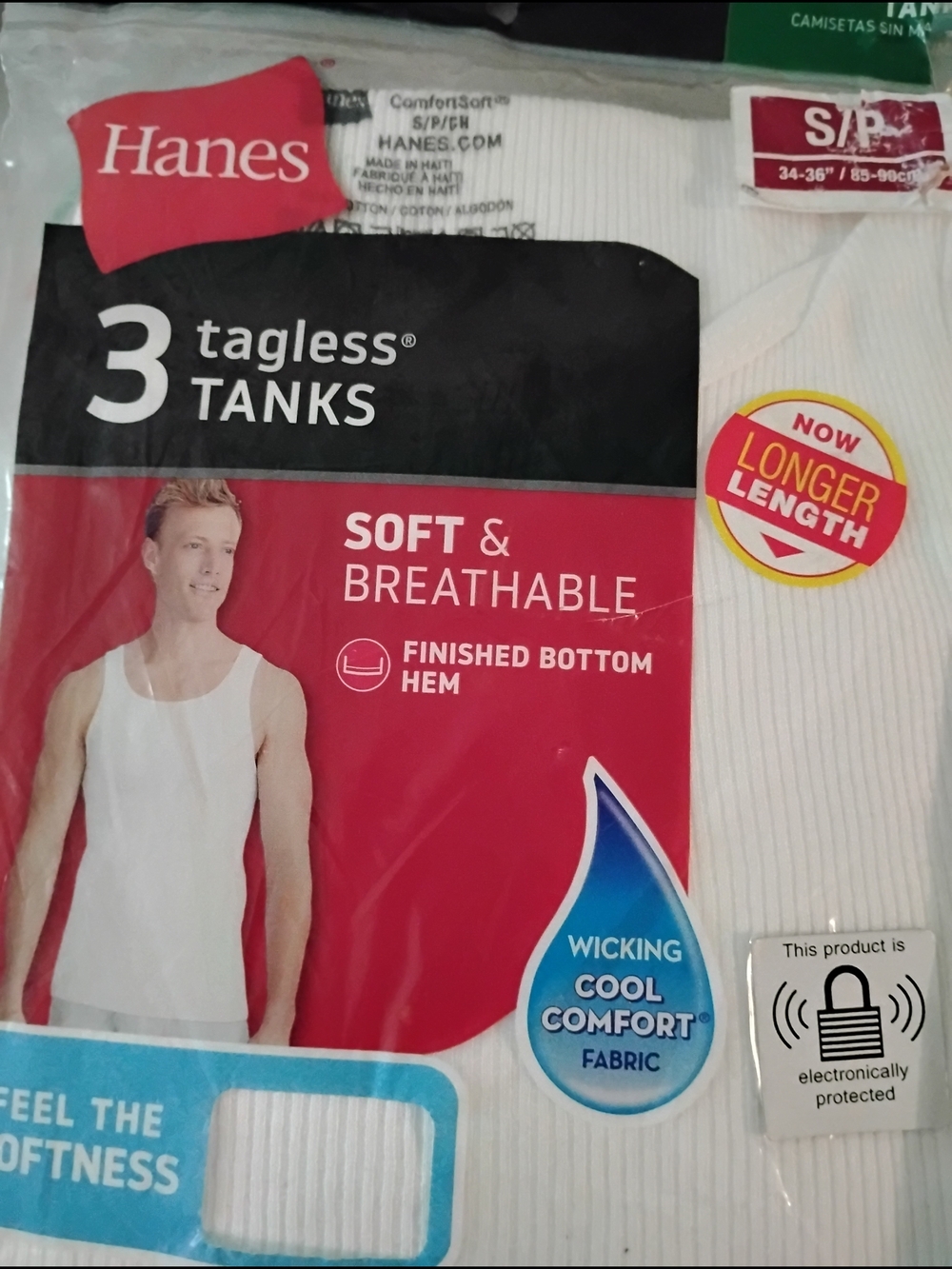 Hanes White Tagless Tank Tops 3-Pack - Picture 2 of 3